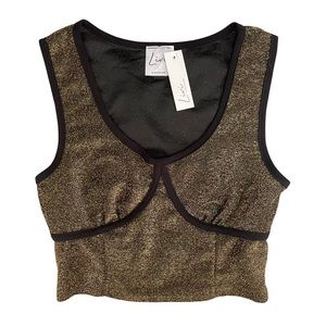 Sparkly Black and Gold Sleeveless Crop Top